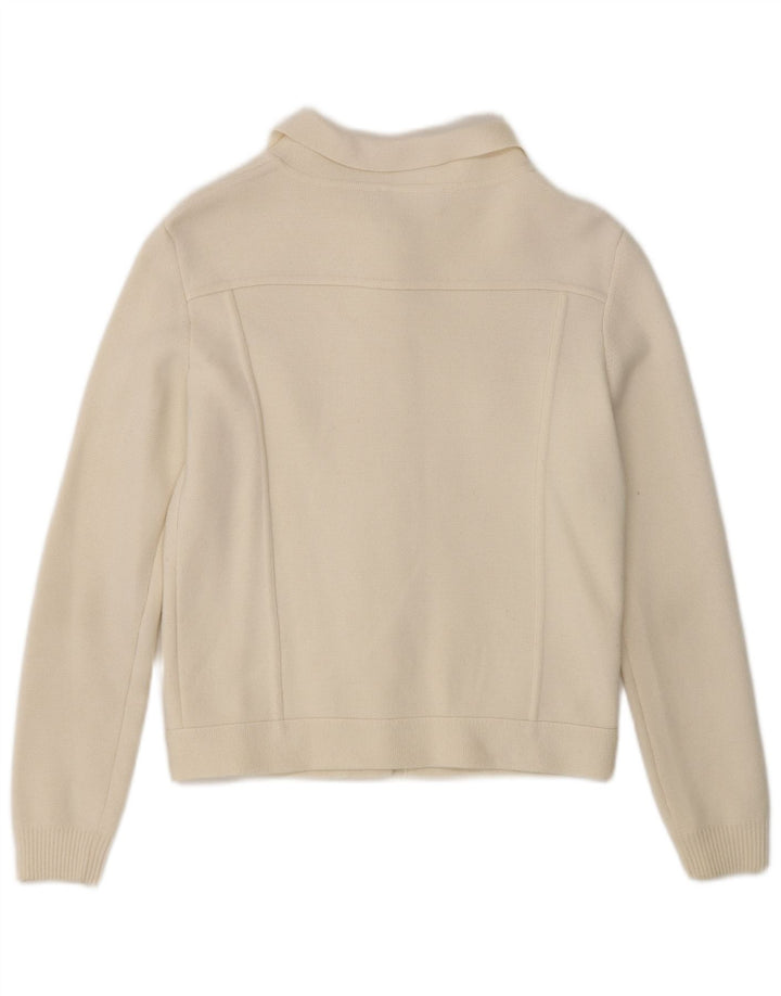 Moschino Womens Cardigan Sweater UK 8 Small Off White Wool