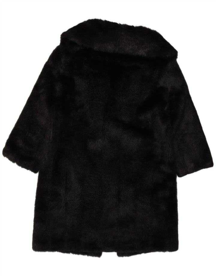 Glenoit Womens Faux Fur Overcoat UK 14 Large Black