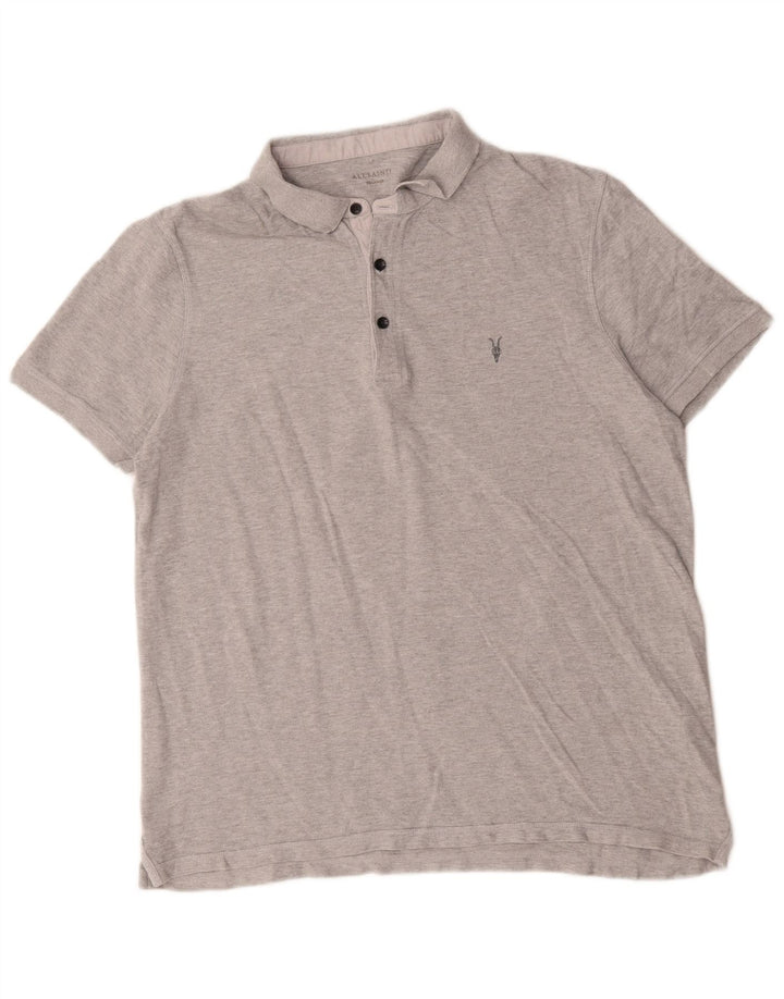 All Saints Mens Polo Shirt 2XL Grey Cotton
