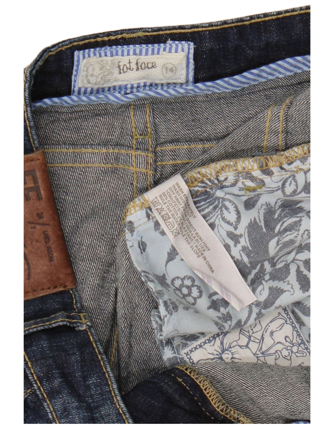 FAT FACE Womens Cropped Jeans UK 14 Large W34 L24 Navy Blue Cotton