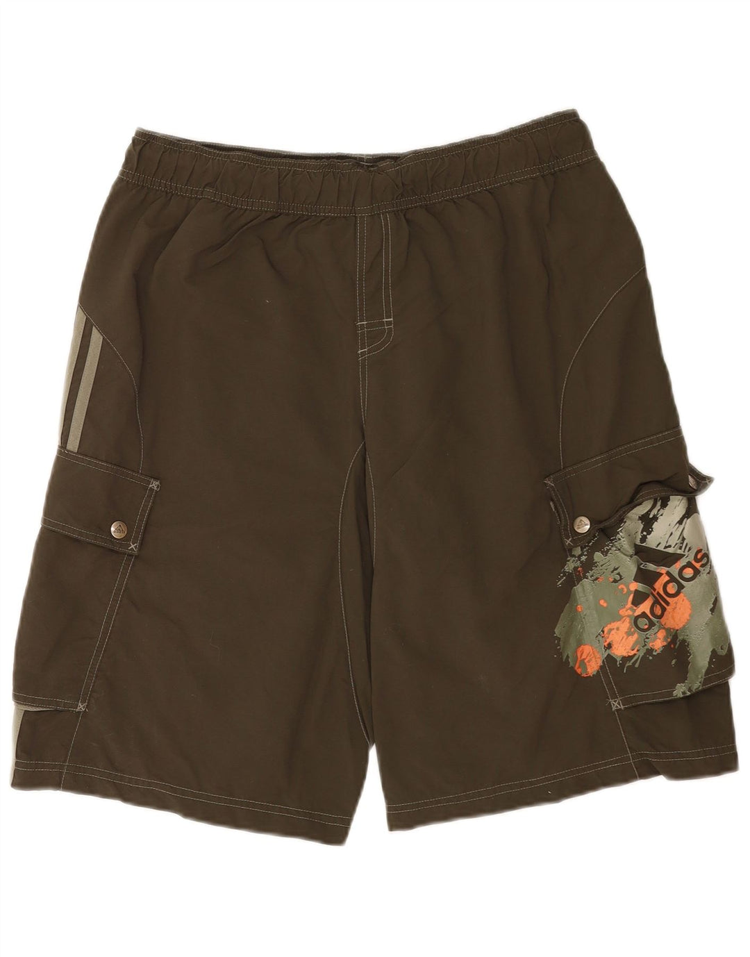 Adidas Mens Graphic Swimming Shorts Large Khaki Nylon