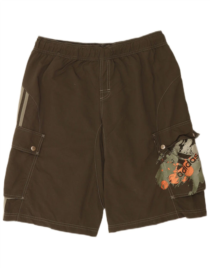 Adidas Mens Graphic Swimming Shorts Large Khaki Nylon