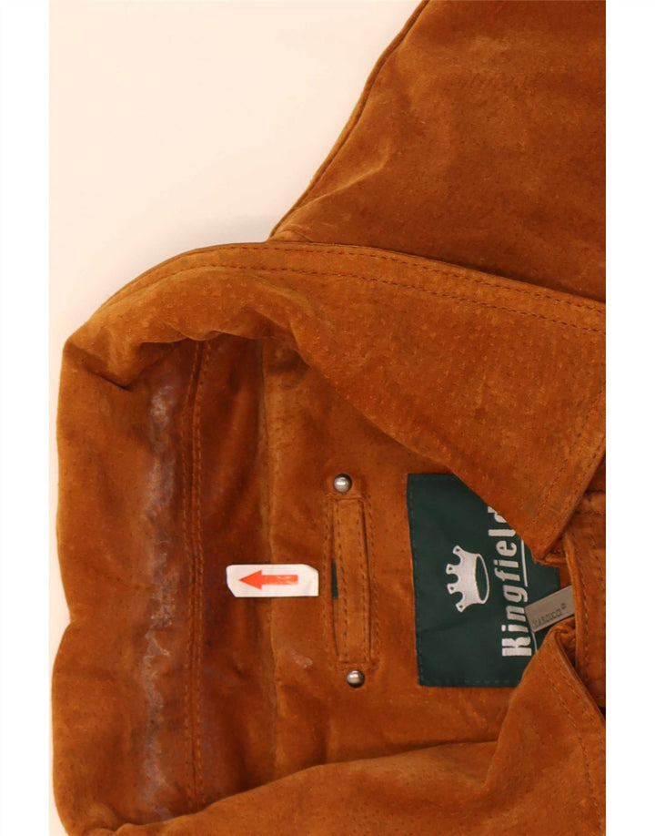Kingfield Mens Suede Bomber Jacket UK 40 Large Brown Leather