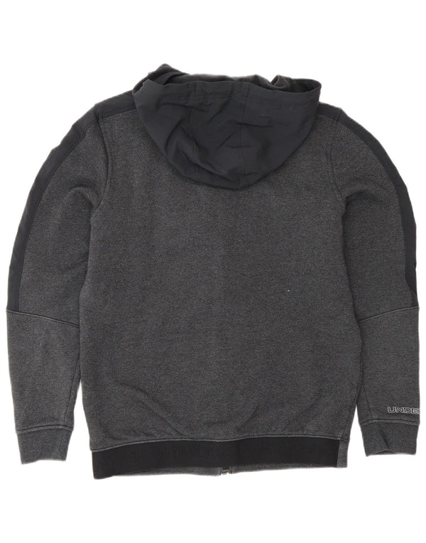 Under Armour Mens Graphic Zip Hoodie Sweater Small Grey Colourblock Cotton