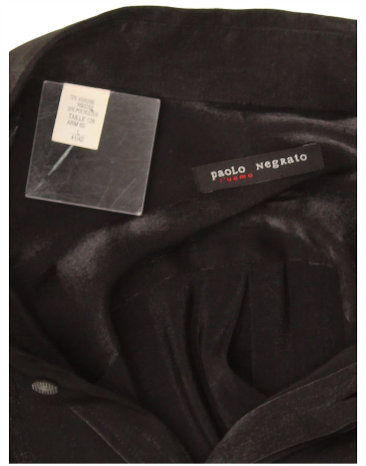Paolo Negrato Mens Shirt Size 41/42 Large Black Viscose