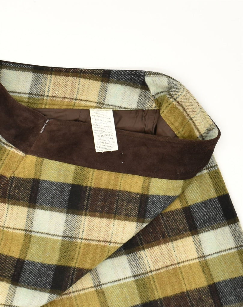 MARLBORO CLASSICS Womens A-Line Skirt EU 40 Medium W30  Khaki Check Wool | Vintage Marlboro Classics | Thrift | Second-Hand Marlboro Classics | Used Clothing | Messina Hembry 