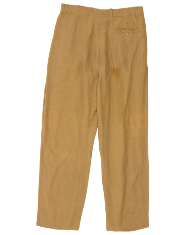 Vintage Mens Pegged Chino Trousers IT 46 Small W30 L29 Khaki Linen