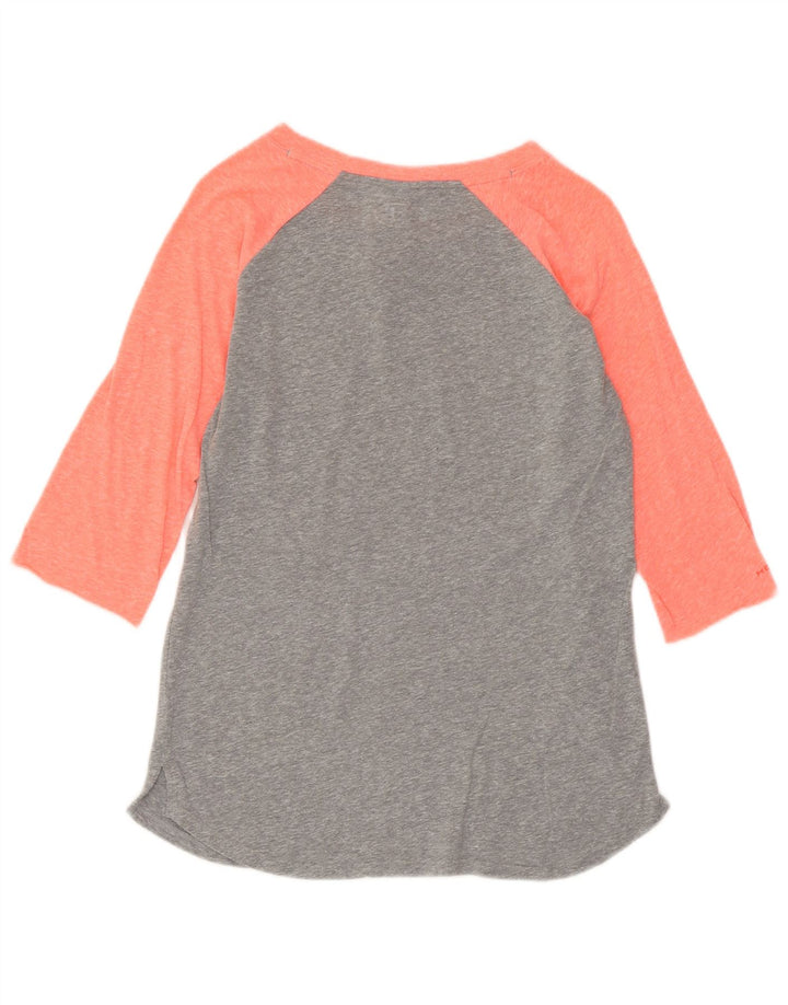 UNDER ARMOUR Womens Heat Gear Graphic Top 3/4 Sleeve UK 12 Medium Grey