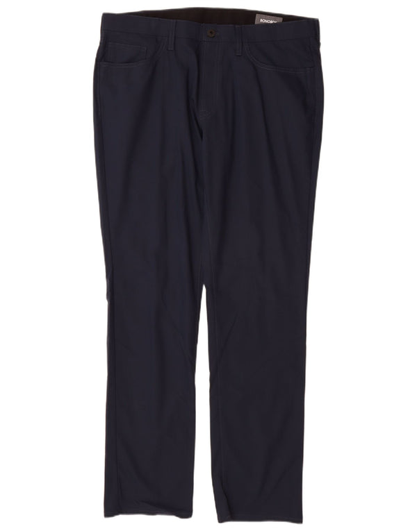BONOBOS Mens Slim Fit Casual Trousers W34 L32 Navy Blue Cotton