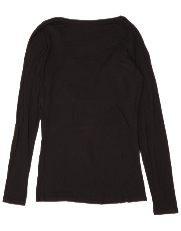 Guess Womens Graphic Top Long Sleeve UK 12 Medium Black
