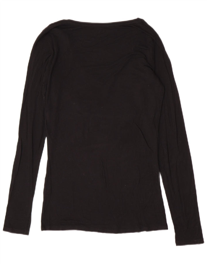 Guess Womens Graphic Top Long Sleeve UK 12 Medium Black
