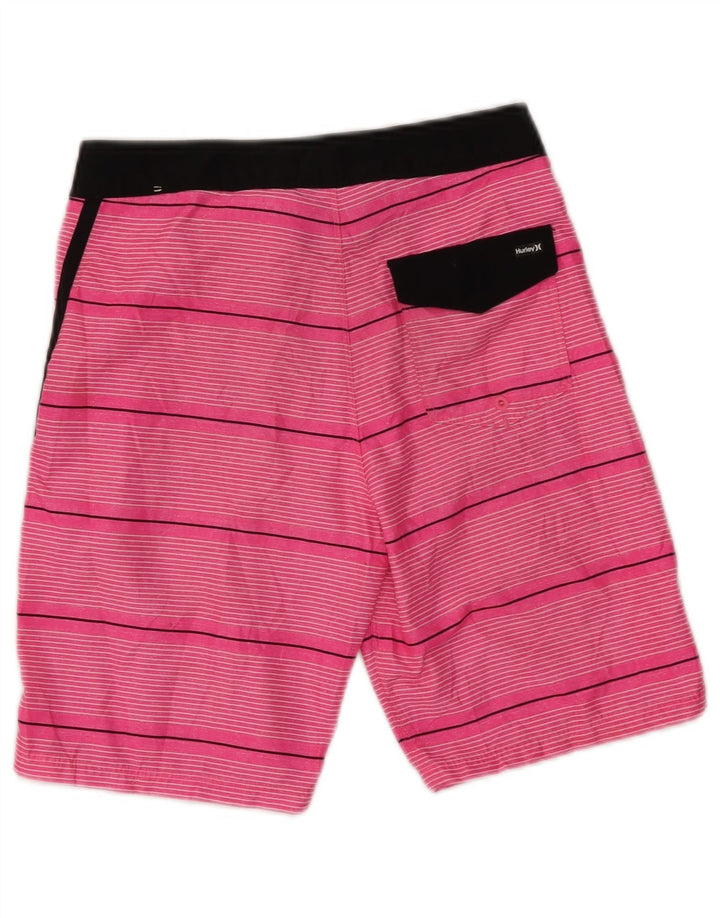 Hurley Boys Swimming Shorts 11-12 Years Pink Striped Polyester