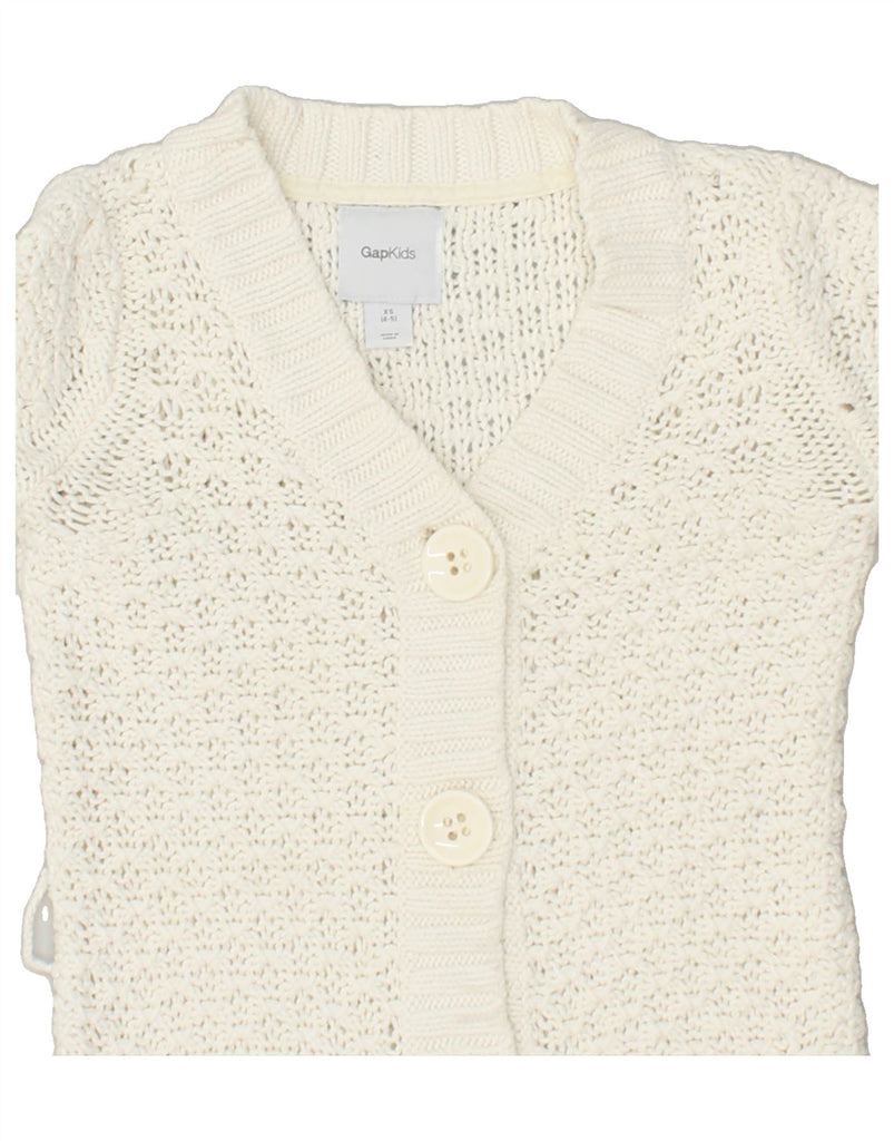 GAP Girls Cardigan Sweater 4-5 Years White Cotton | Vintage Gap | Thrift | Second-Hand Gap | Used Clothing | Messina Hembry 