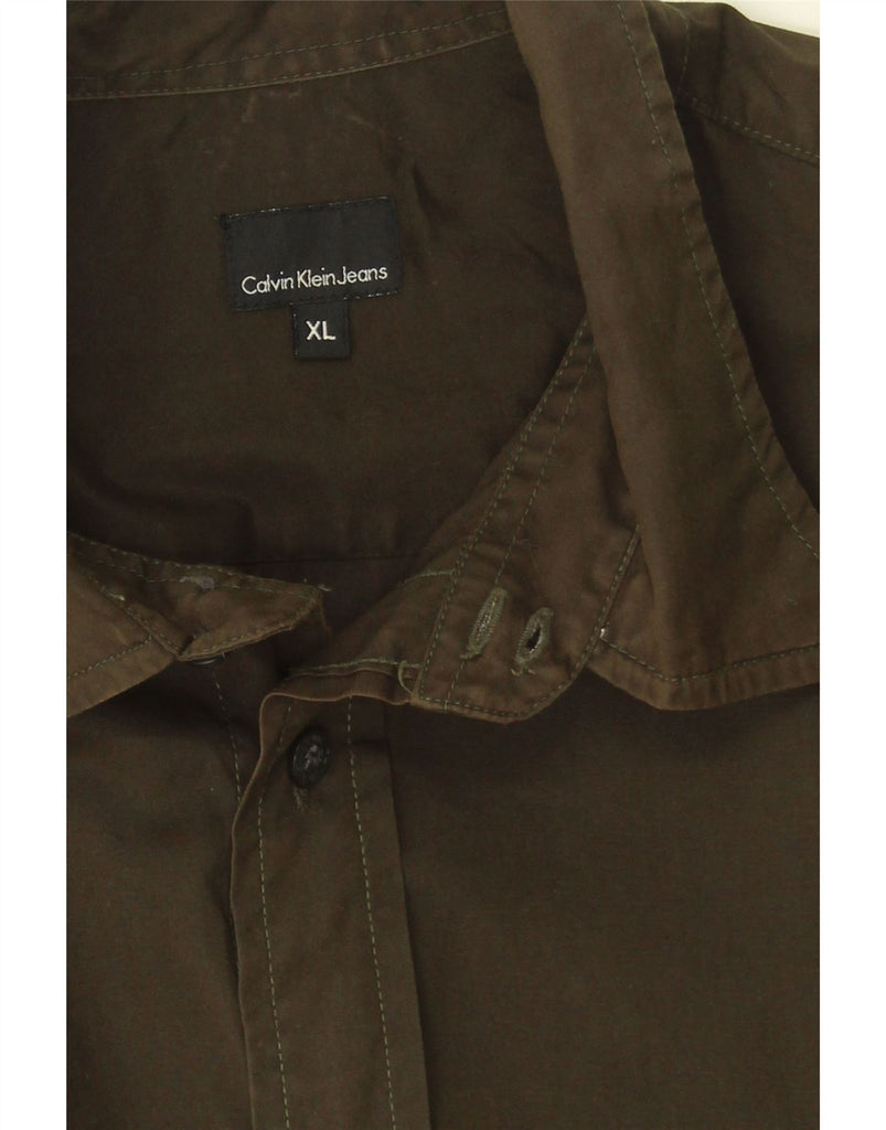 CALVIN KLEIN JEANS Mens Shirt XL Khaki Cotton Vintage Calvin Klein Jeans and Second-Hand Calvin Klein Jeans from Messina Hembry 