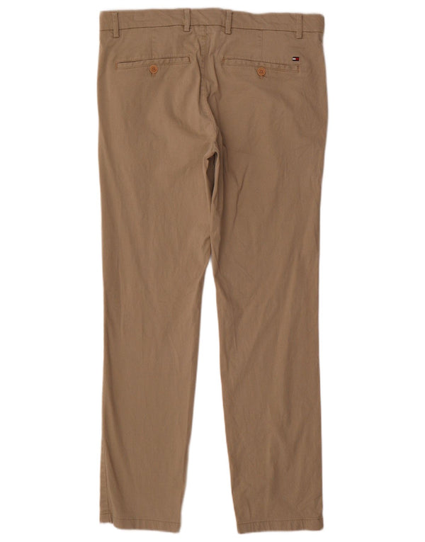 Tommy Hilfiger Mens Slim Chino Trousers W33 L30 Beige Cotton