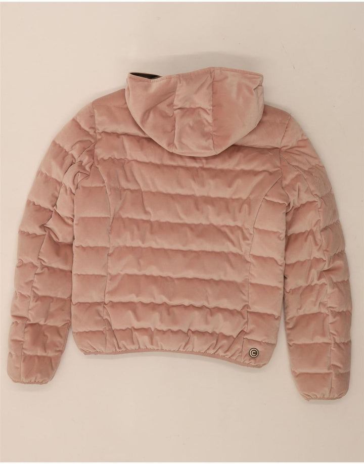 Colmar Womens Hooded Velvet Padded Jacket IT 44 Medium Pink