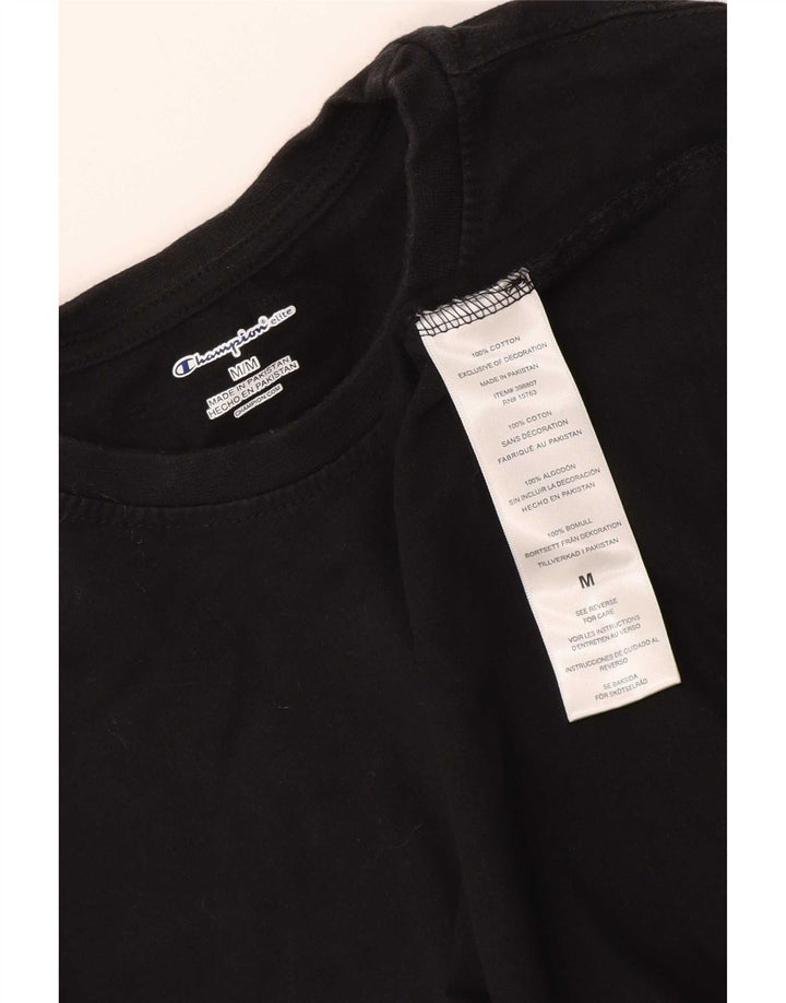 Champion Womens Top Long Sleeve UK 14 Medium Black Cotton