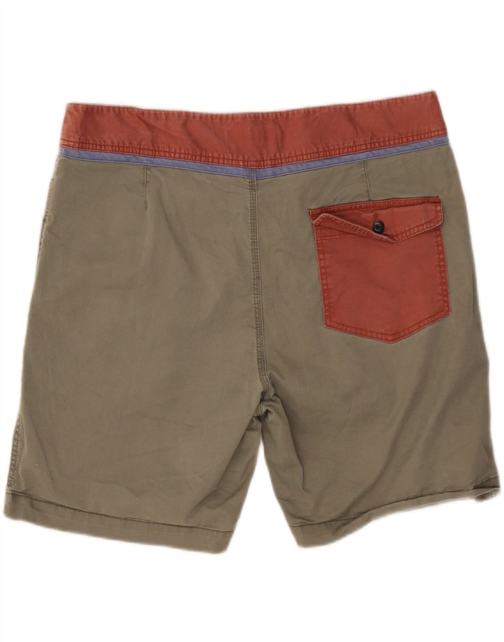 Quiksilver Mens Shorts W36 Large Khaki Colourblock Cotton