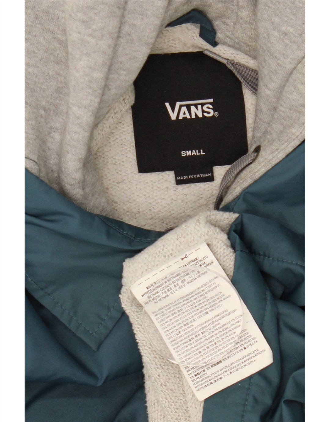 Vans Mens Hooded Windbreaker Jacket UK 36 Small Blue Colourblock Nylon