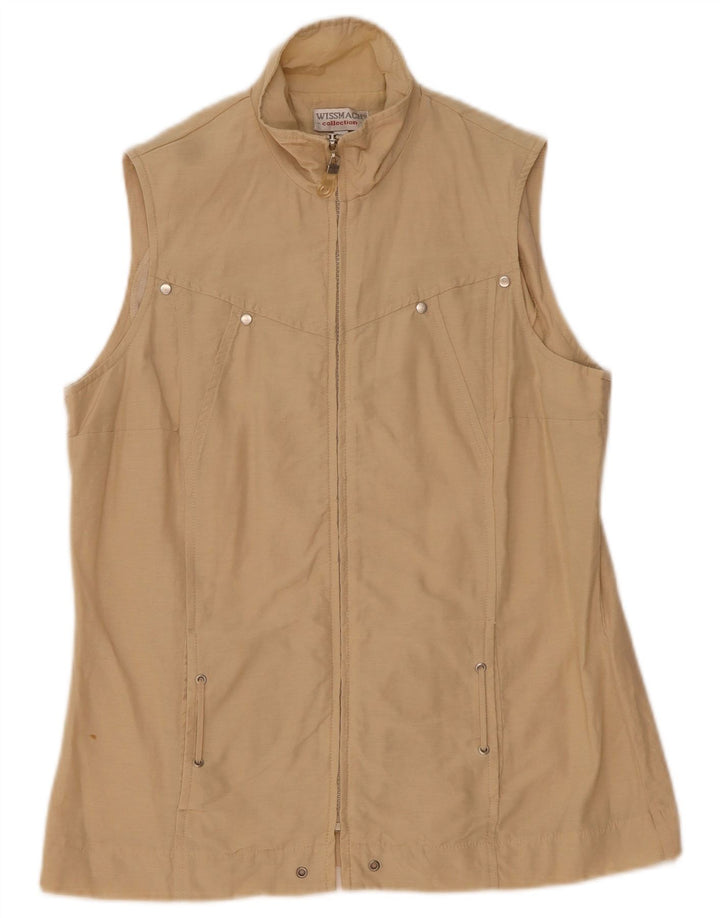 Wissmach Womens Oversized Gilet UK 10 Small Beige Cotton