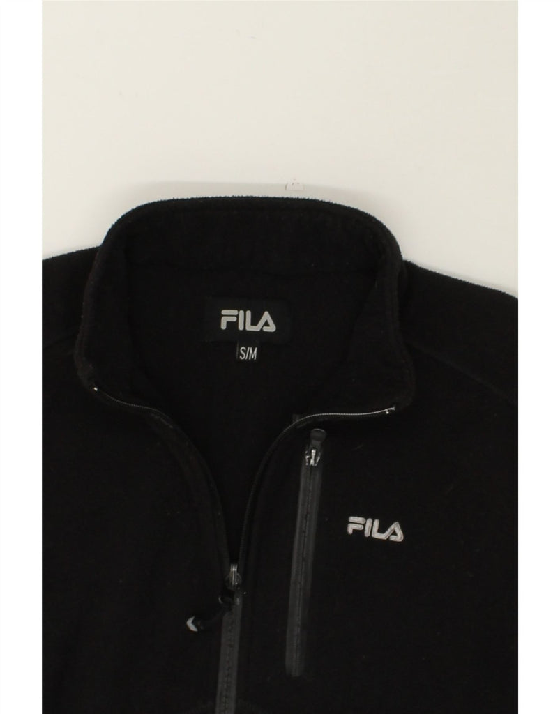 FILA Mens Fleece Jacket UK 36 Small Black Polyester | Vintage Fila | Thrift | Second-Hand Fila | Used Clothing | Messina Hembry 