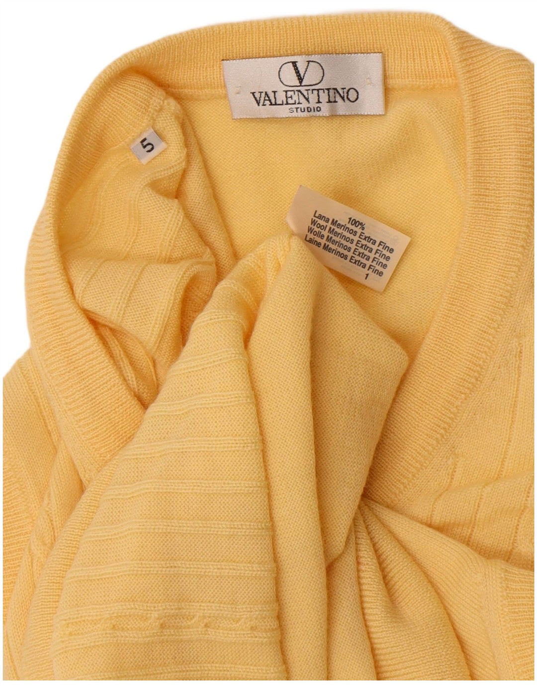 Valentino Mens Vest Tank Top Large Yellow Merino Wool