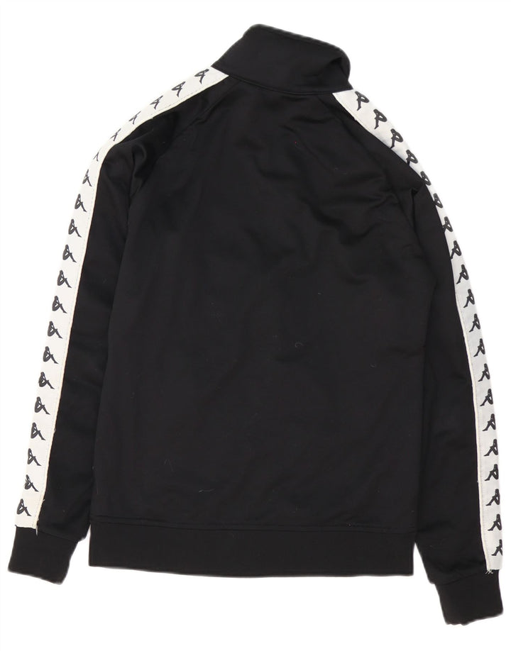 Kappa Womens Graphic Tracksuit Top Jacket UK 12 Medium Black Colourblock