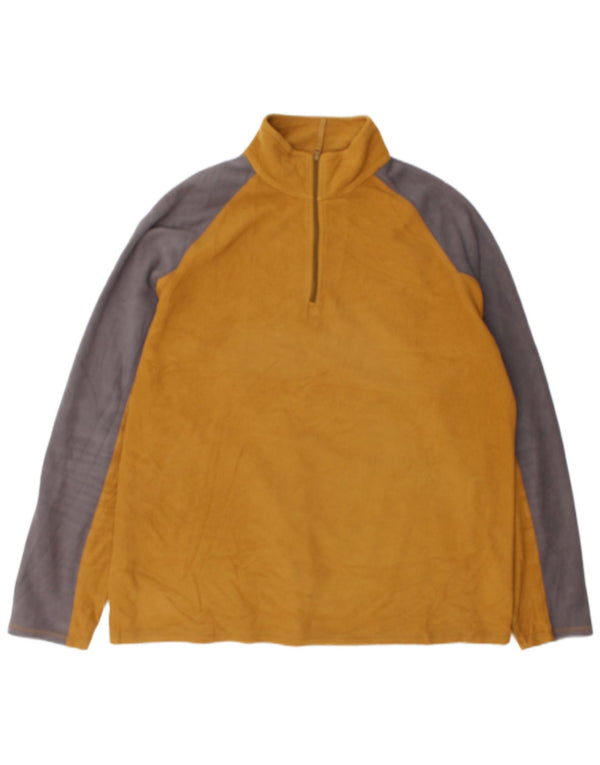 Mountain Warehouse Mens Zip Neck Fleece Jumper XL Yellow Colourblock