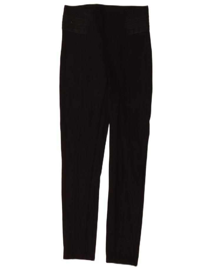 Zara Womens Slim Casual Trousers Small W26 L28 Black Polyethylene
