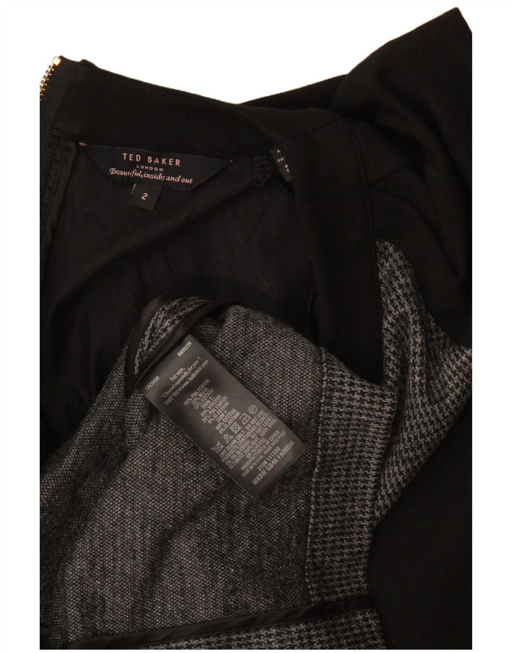 Ted Baker Womens Bodycon Dress Size 2 Small Black Colourblock Polyester
