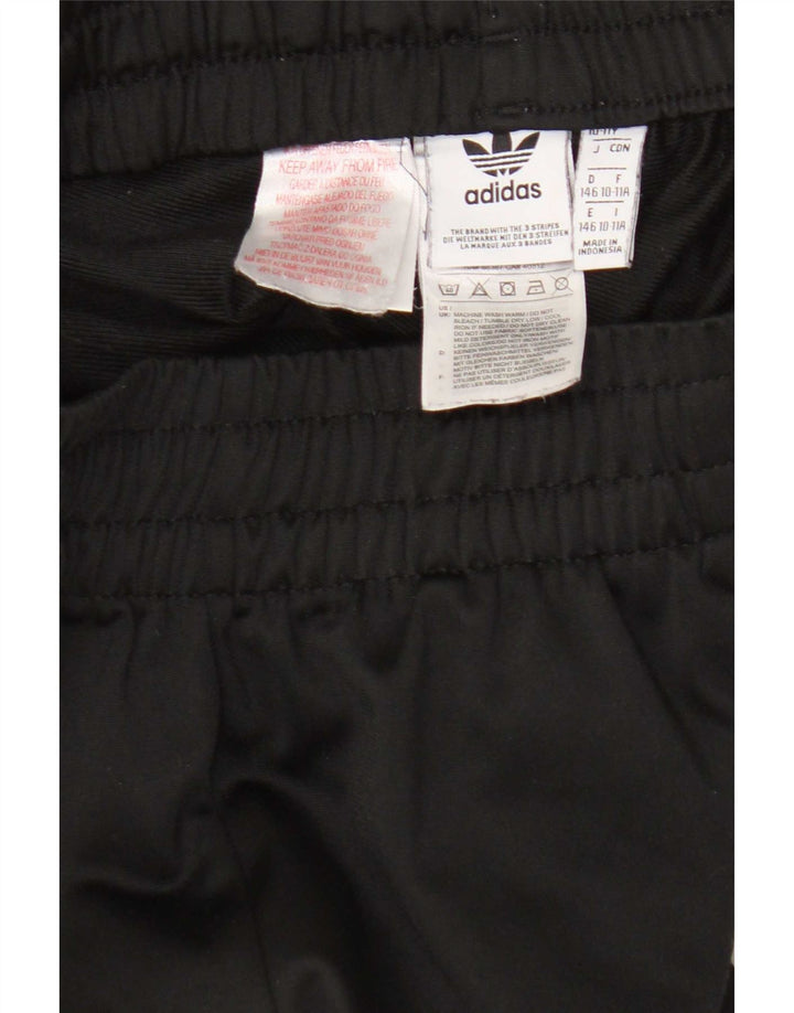 Adidas Boys Graphic Tracksuit Trousers Joggers 10-11 Years Black Polyester