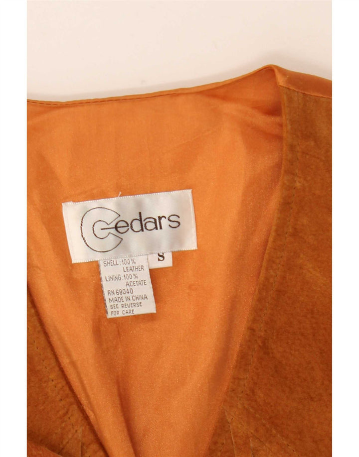 Cedars Womens Western Suede Waistcoat UK 10 Small Beige Leather