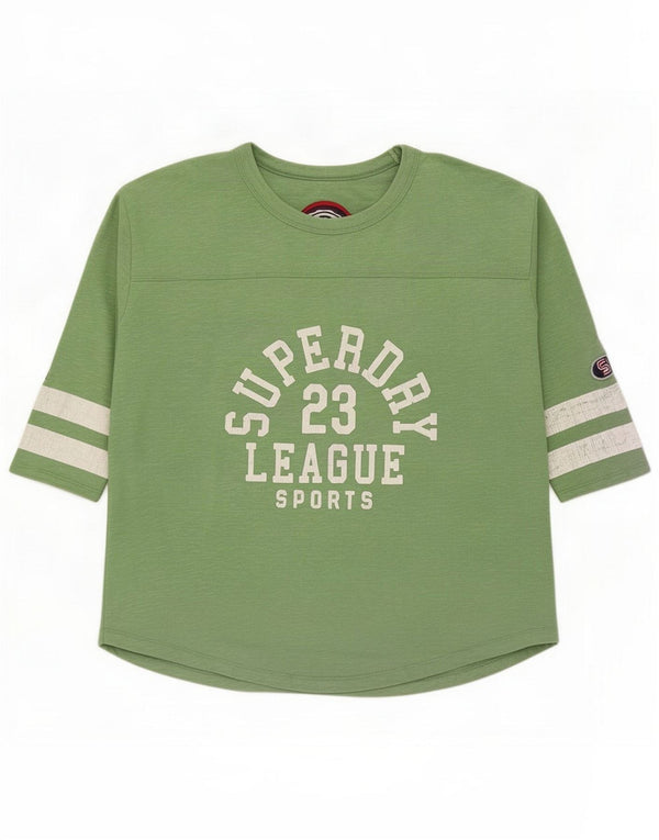 Superdry Womens Graphic T-Shirt Top UK 10 Small Green Cotton