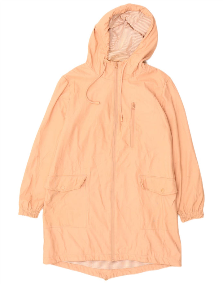 Zara Womens Hooded Raincoat UK 10 Small Pink Polyurethane