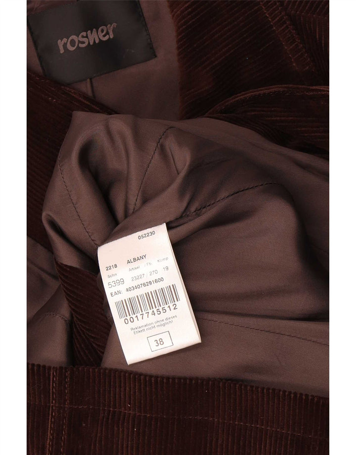 Rosner Womens 3 Button Corduroy Blazer Jacket EU 38 Medium Brown Tencel