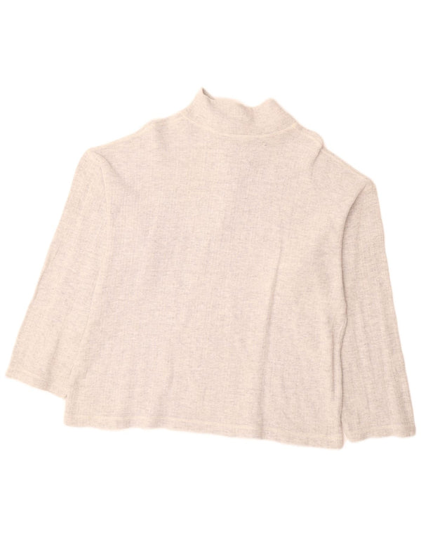 VINTAGE Womens Zip Neck Jumper Sweater UK 18 XL Grey