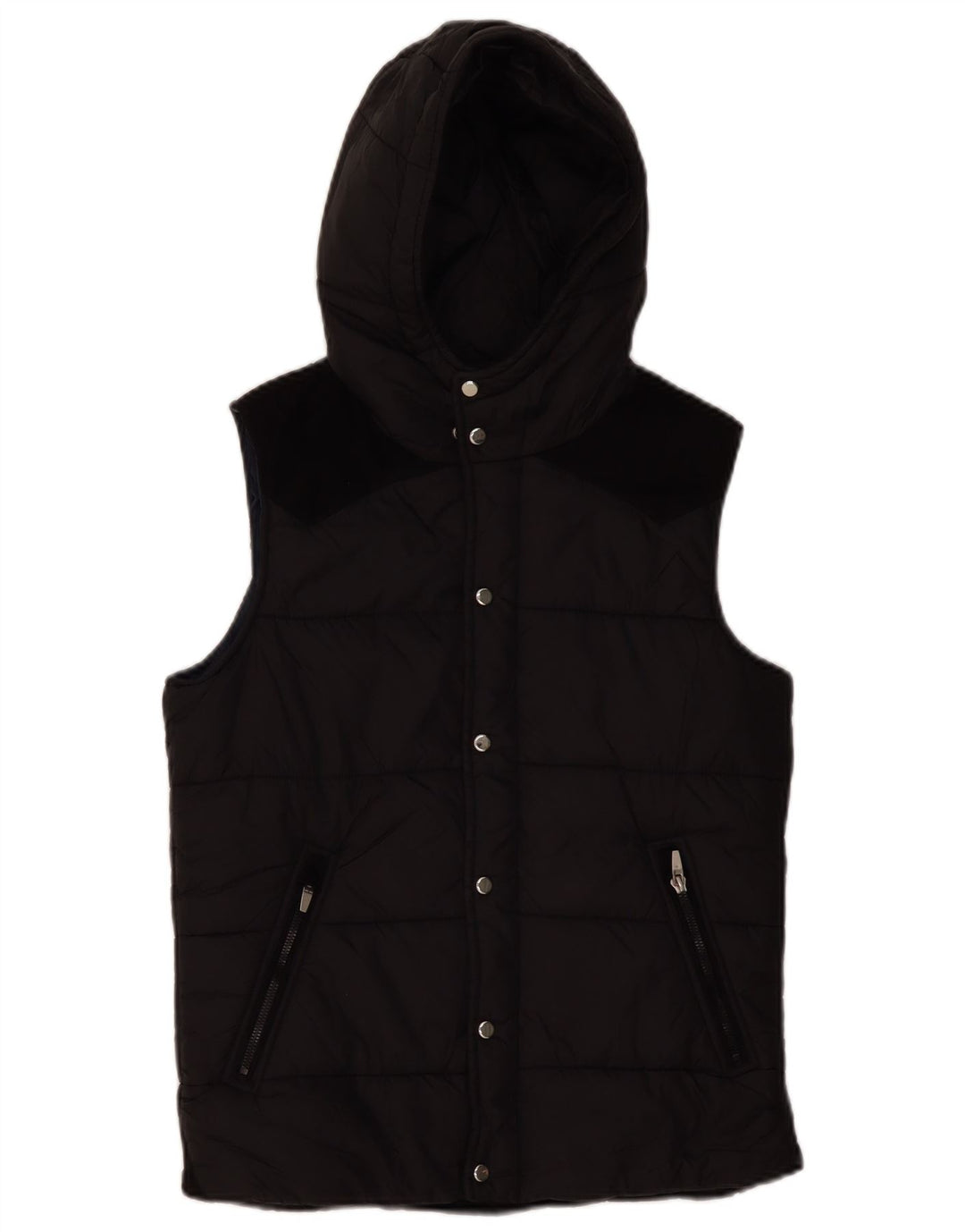 ZARA Mens Hooded Padded Gilet UK 36 Small Black