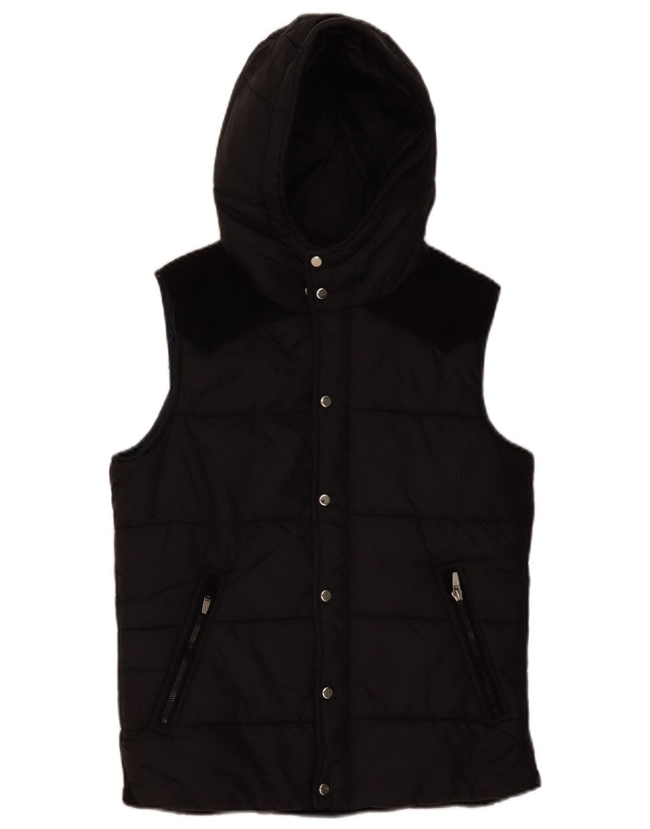 ZARA Mens Hooded Padded Gilet UK 36 Small Black