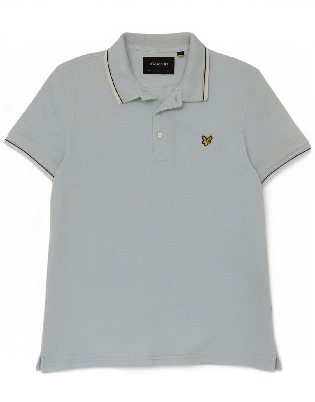 Lyle & Scott Mens Polo Shirt Medium Blue Striped Cotton