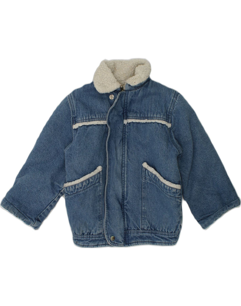 VINTAGE Baby Boys Graphic Sherpa Denim Jacket 18-24 Months Navy Blue | Vintage Vintage | Thrift | Second-Hand Vintage | Used Clothing | Messina Hembry 