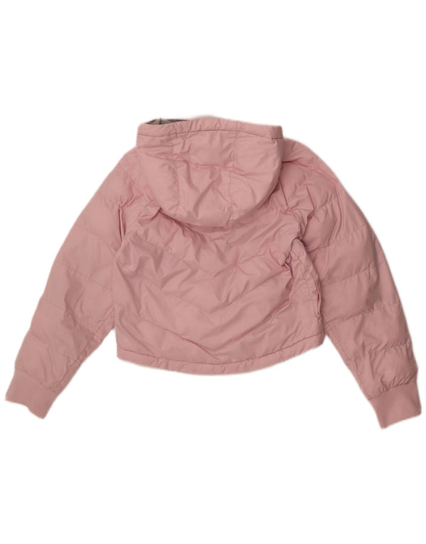 Nike Girls Hooded Padded Jacket 10-11 Years Medium Pink Colourblock