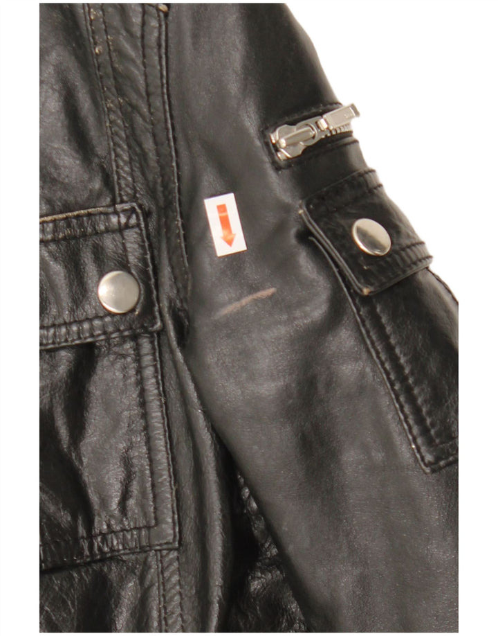 Gipsy Womens Leather Coat UK 12 Medium Black