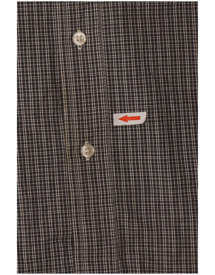 Chaps Mens Easy Care Short Sleeve Shirt Large Grey Check Cotton