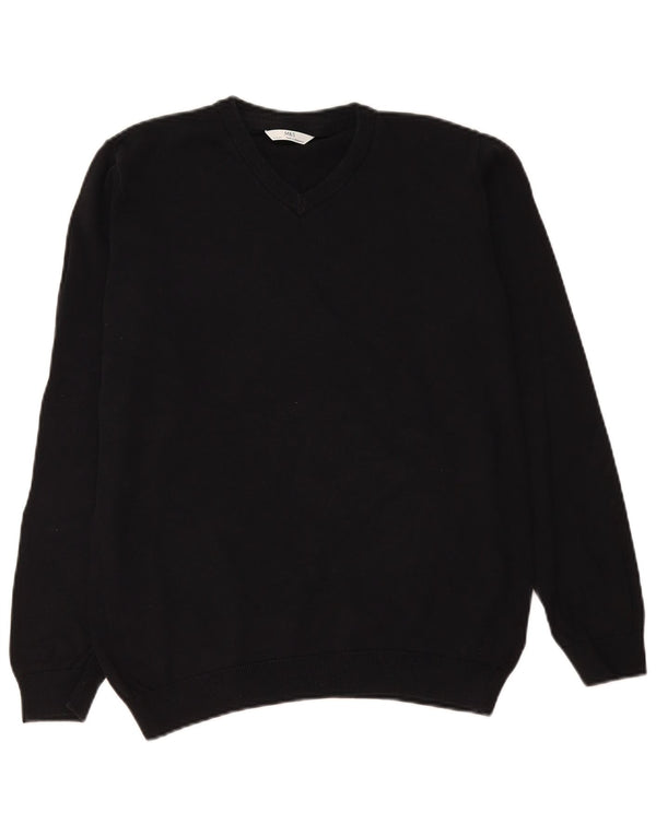 Marks & Spencer Boys V-Neck Jumper Sweater 15-16 Years Black Cotton