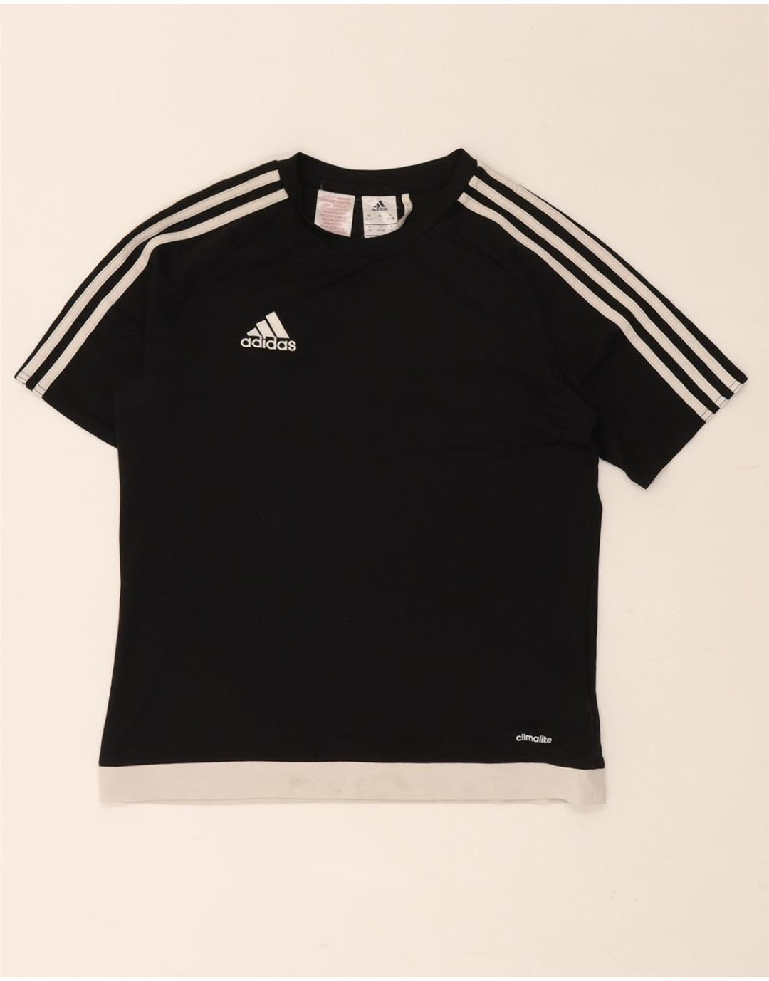 ADIDAS Boys Climalite T-Shirt Top 13-14 Years Black Colourblock Polyester