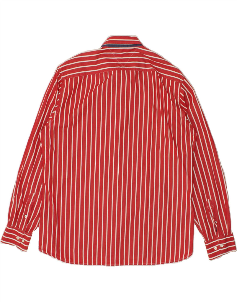 TOMMY HILFIGER Mens Custom Fit Shirt XL Red Striped Cotton | Vintage Tommy Hilfiger | Thrift | Second-Hand Tommy Hilfiger | Used Clothing | Messina Hembry 