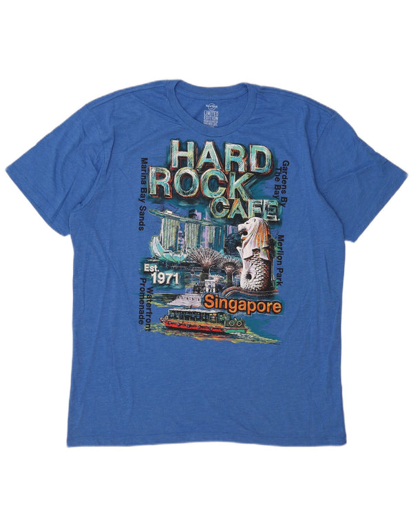 Hard Rock Cafe Mens Singapore Graphic T-Shirt Top XL Blue Cotton