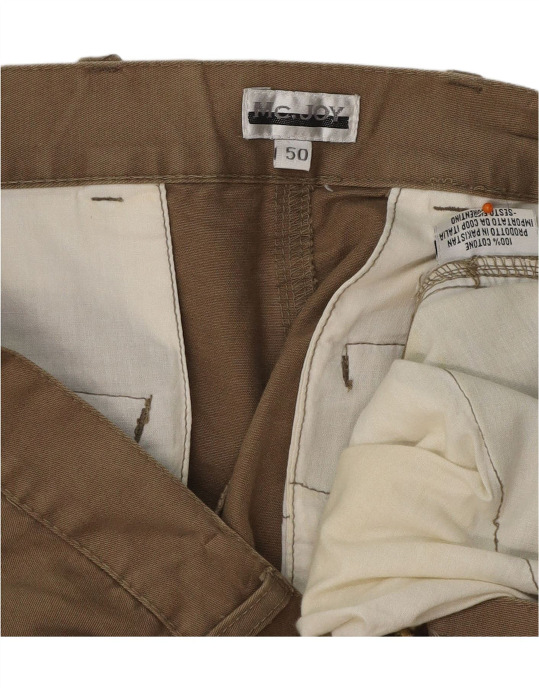 MC JOY Mens Cargo Shorts IT 50 Large W38  Beige Cotton