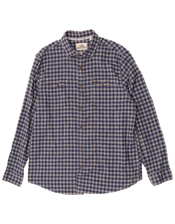 Mantaray Mens Shirt Large Navy Blue Check