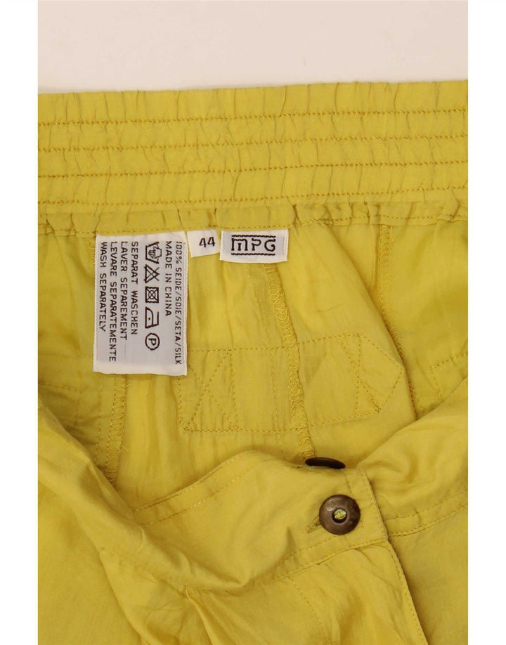 MPG Womens High Waist Pegged Bermuda Shorts IT 44 Medium W29  Yellow Silk